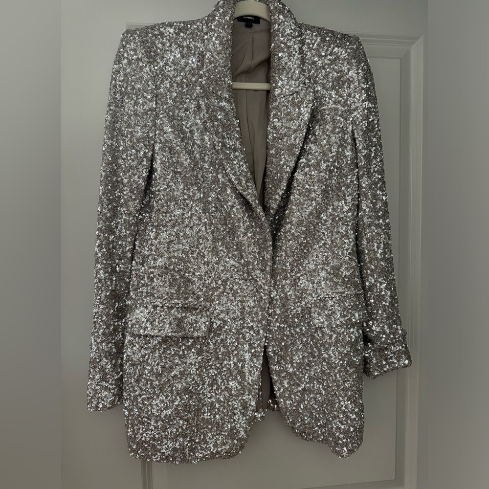 Express Silver Sequin Women's Blazer and pants- size s